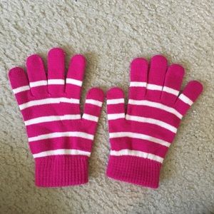 Pink & White Striped Kids’ Gloves